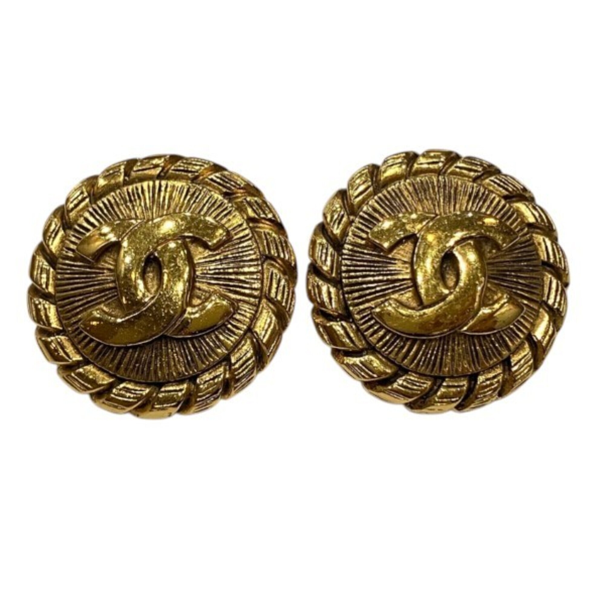 Chanel Coco Mark Gold Vintage Brand Earrings For Women